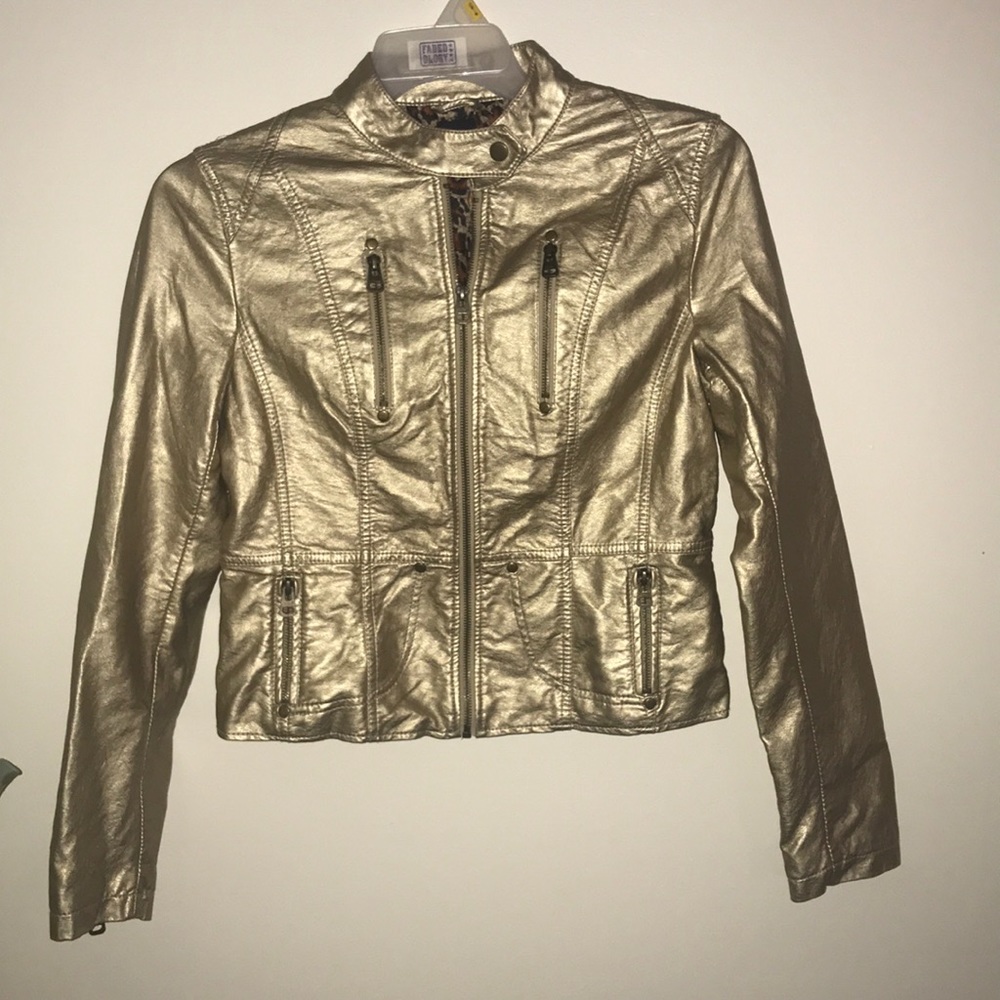 2B by Bebe gold leather jacket